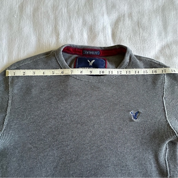 American Eagle Pullover Mens XL Thermal Waffle Knit Vintage Fit Grunge Preppy - Picture 7 of 7